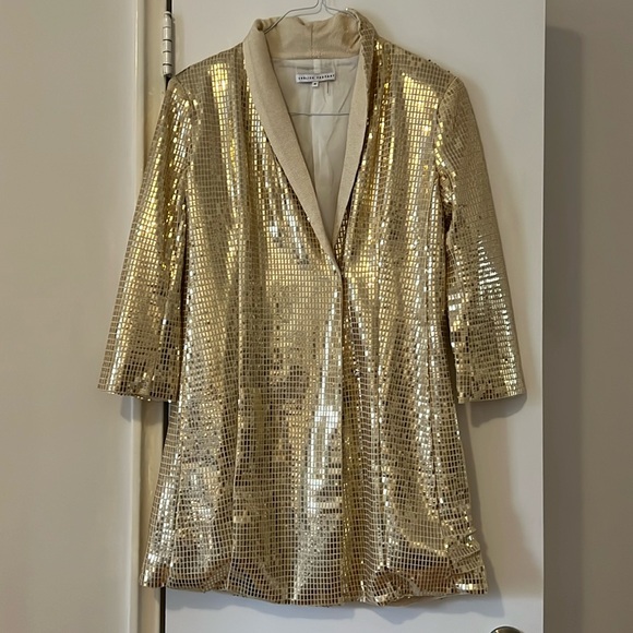 English Factory Jackets & Blazers - English Factory Gold Sequin Blazer Dress